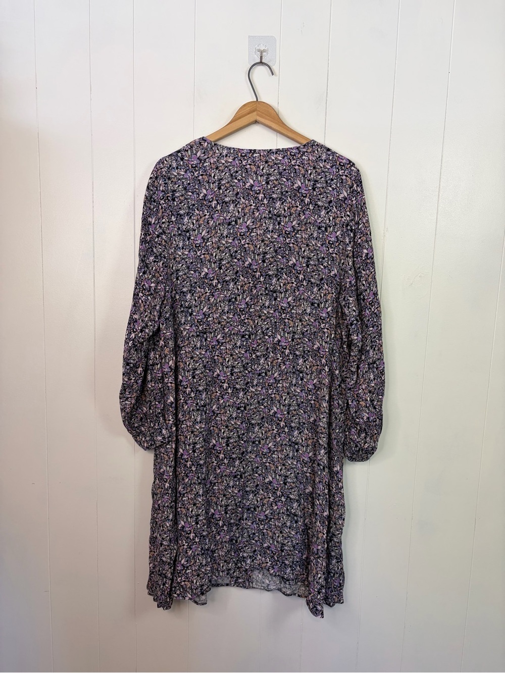 Penningtons 1X Floral Fit & Flare Dress Long Sleeve V Neck A-Line Wedding Guest - Picture 6 of 11